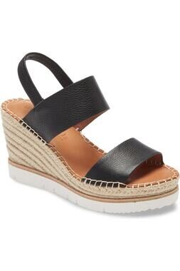 Gentle Souls by Kenneth Cole Elyssa Platform Wedge Sandals Black sz 7